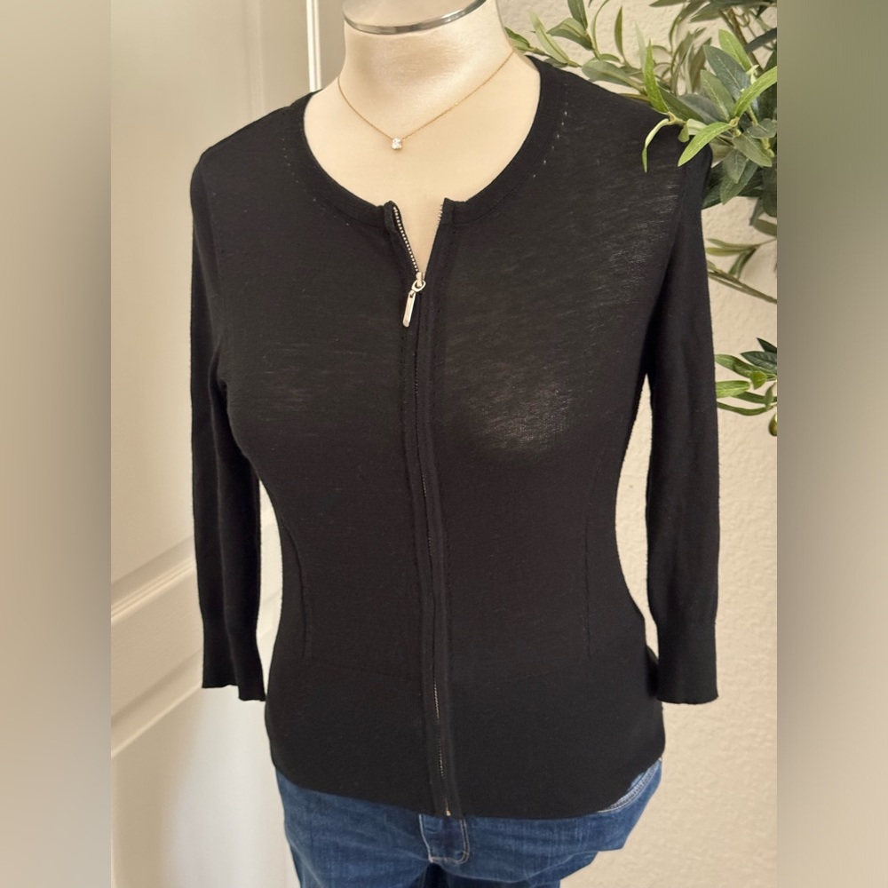 White House Black Market Black Zip Sweater… Size Small